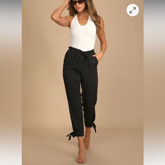 NEW Lulus Sebastian Black Pants Size Large - Picture 3 of 13